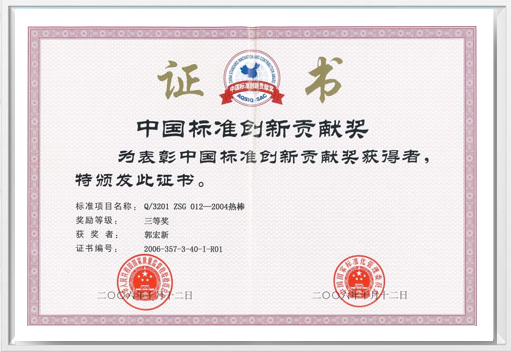 中國標(biāo)準(zhǔn)創(chuàng)新貢獻(xiàn)獎